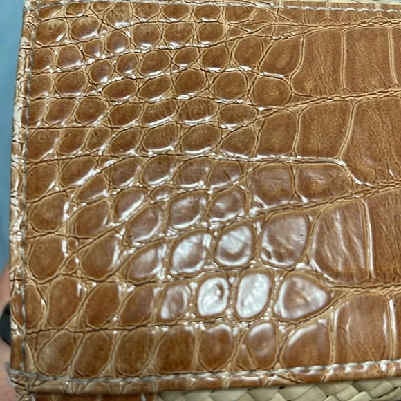 Gorgeous Vintage Liz Claiborne Straw and Faux Snake-print leather purse. 90s-Y2K - Picture 6 of 12